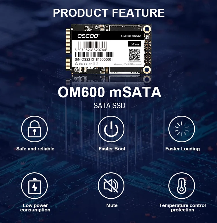 Твердотельный накопитель OSCOO 512 Гб MLC SSD Mini mSATA SATA3 ГБ Внутренний твердотельный