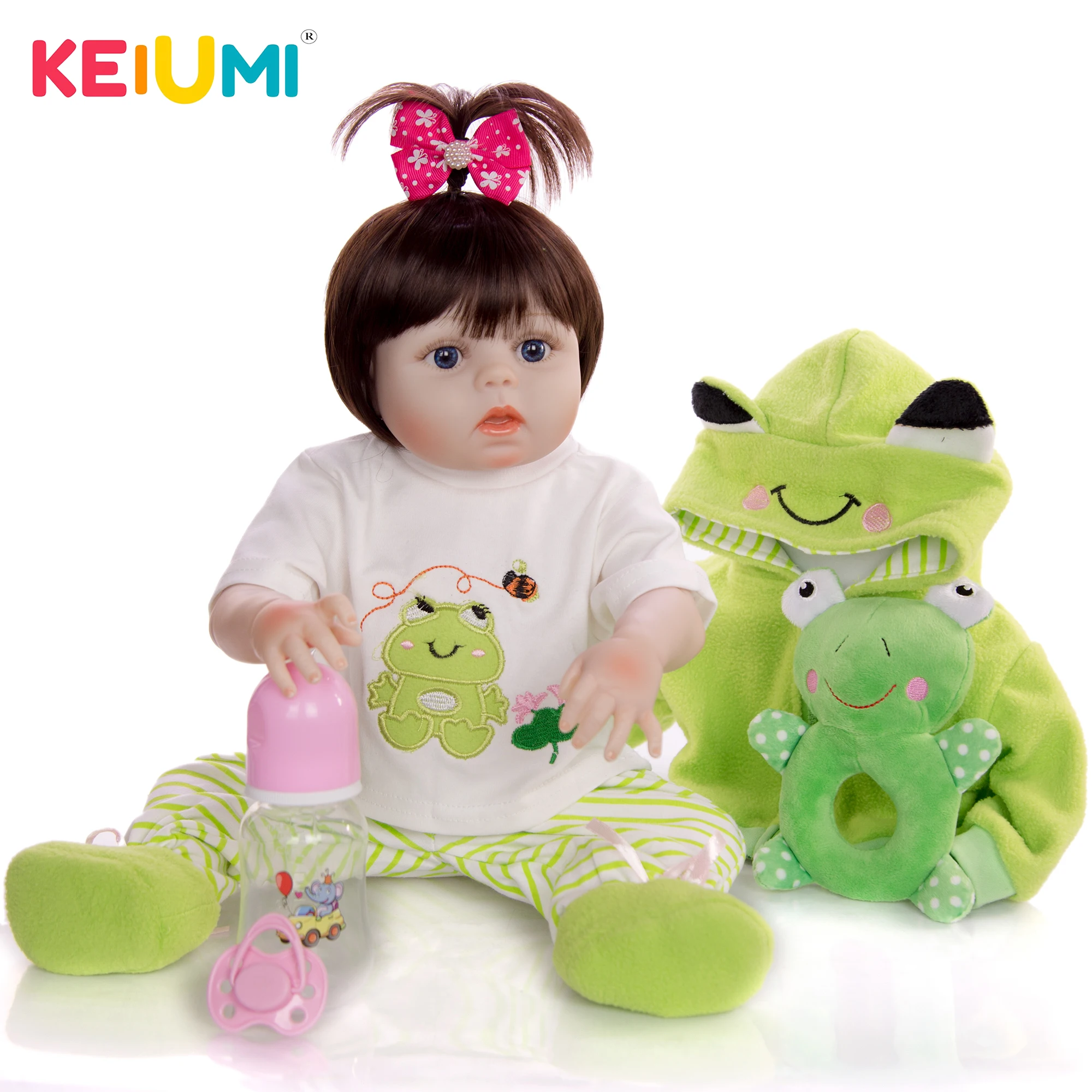 Реалистичная кукла реборн KEIUMI как зеленая лягушка 19 дюймов полностью