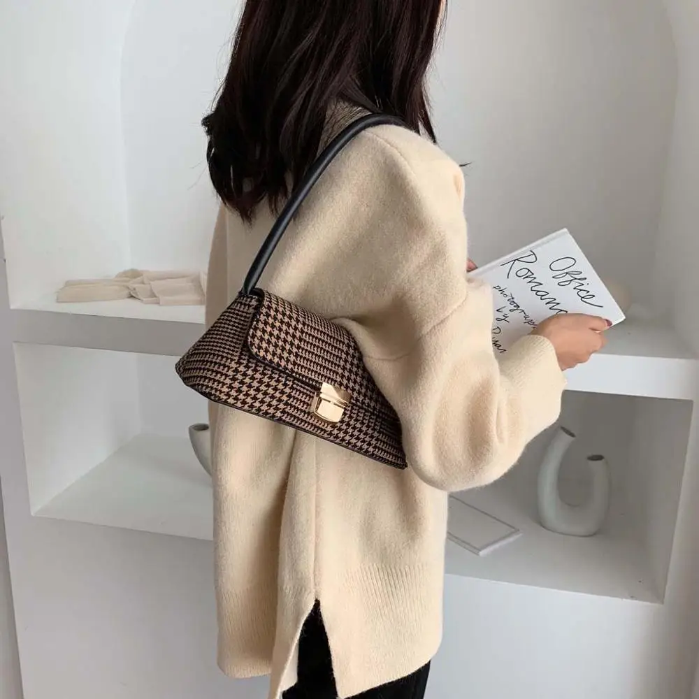 Женская сумка через плечо тоут в клетку Модный узор повседневная простая Wild