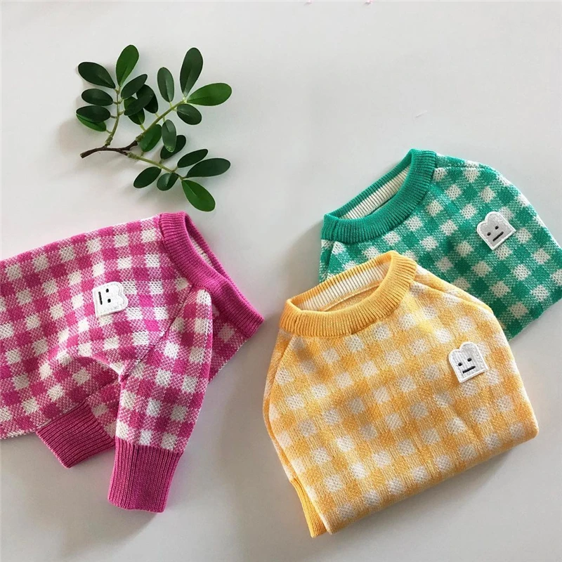 

Ins Style Dog Clothes Cute Toast Plaid Shape Pet Clothes Warm Soft Dog Sweater Puppy Cotton Costume Dog Clothing Pet Supplies