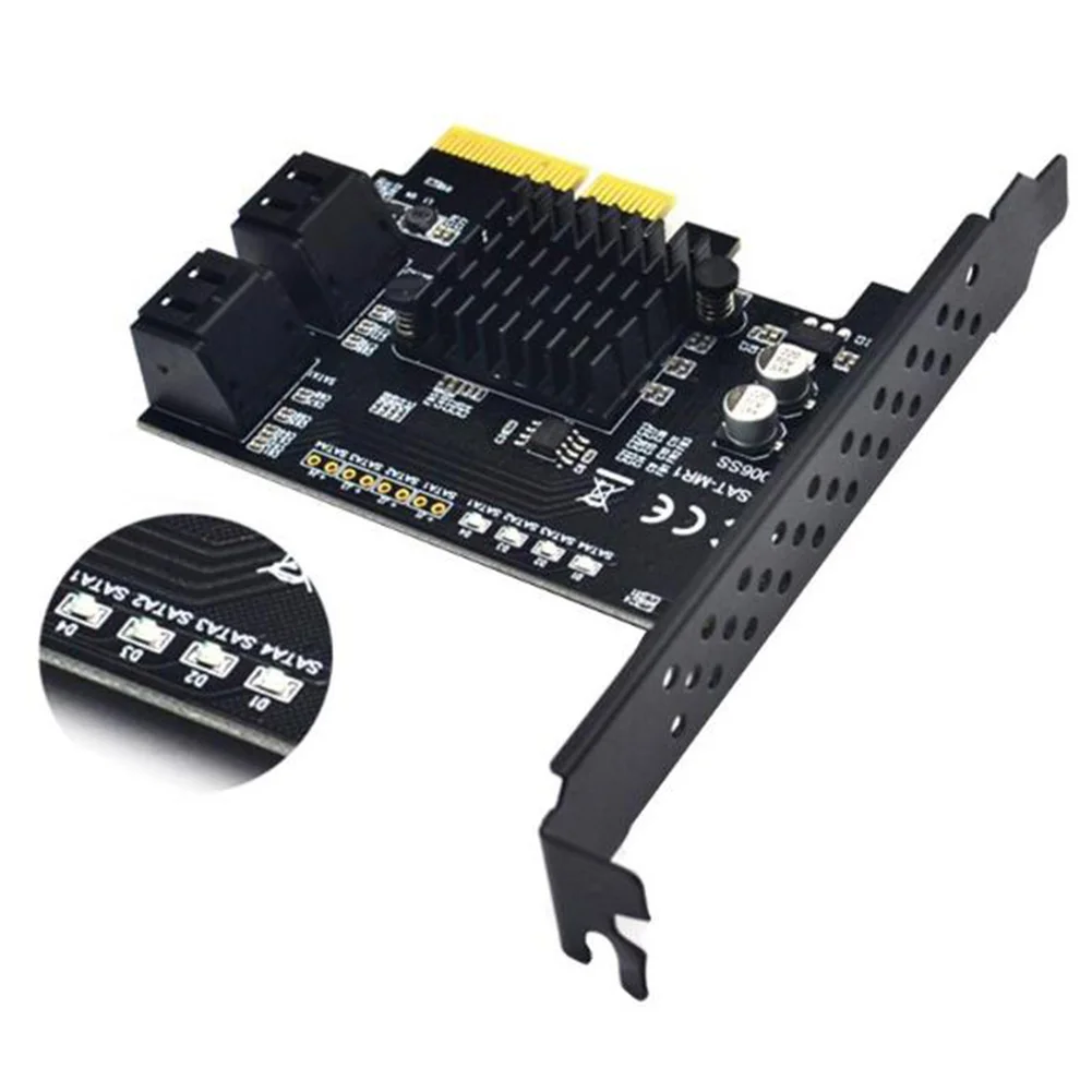 Для PCI-E Riser Card Поддержка RAID 4 порта 6G карта расширения жесткого диска Расширенный диск SATA 3,0 адаптер 88SE9230 для RAID карты