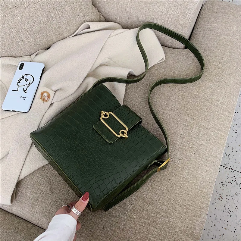 

Vintage PU Leather Bucket Bags For Women 2020 Small Solid Color Crossbody Bag Female Shoulder Simple Bag Handbags