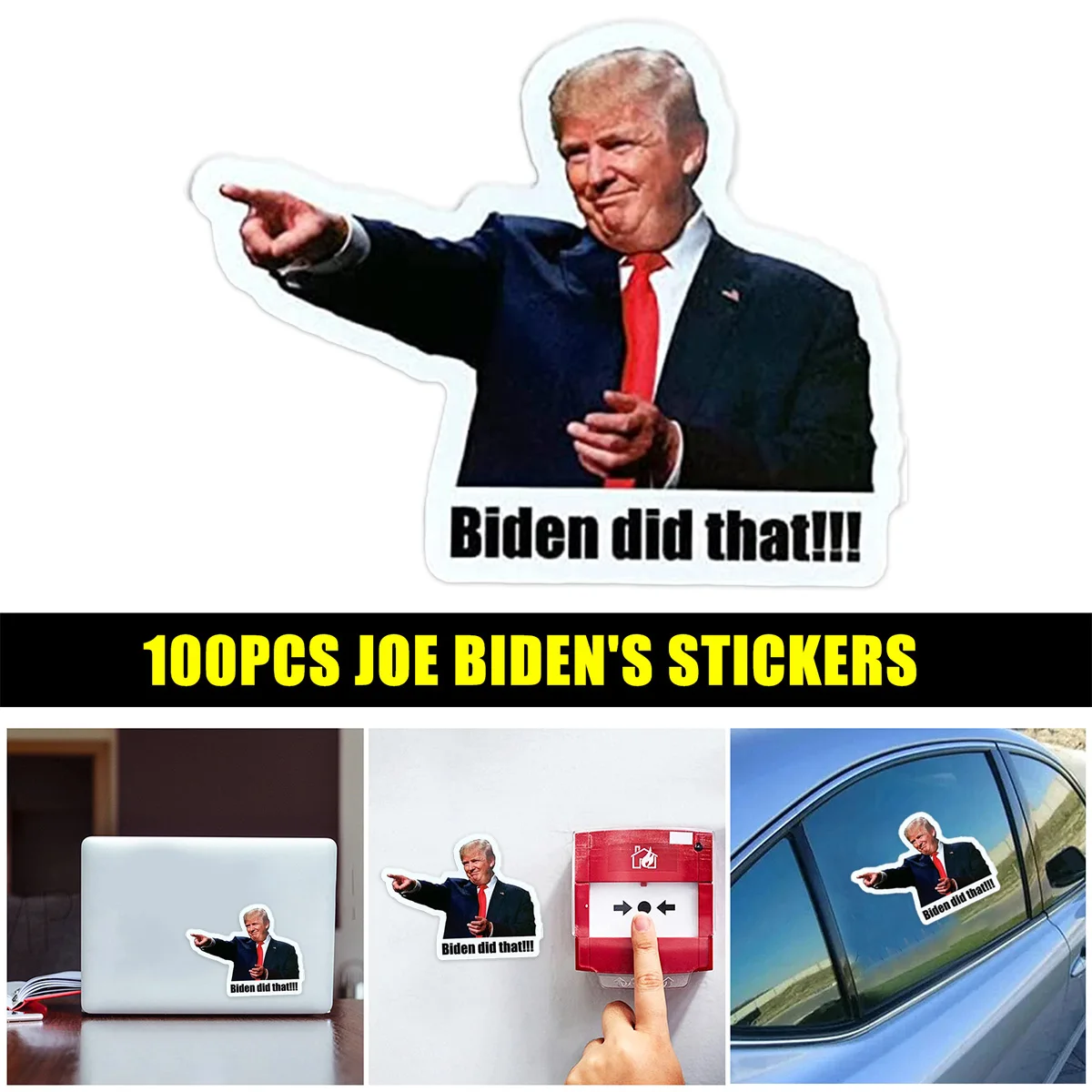 

100pcs Trump Sticker 3 x 2.4 Inch Trump Decals Waterproof Funny Bumper Sticker for Car Truck SUV Van Window Bumper Wall
