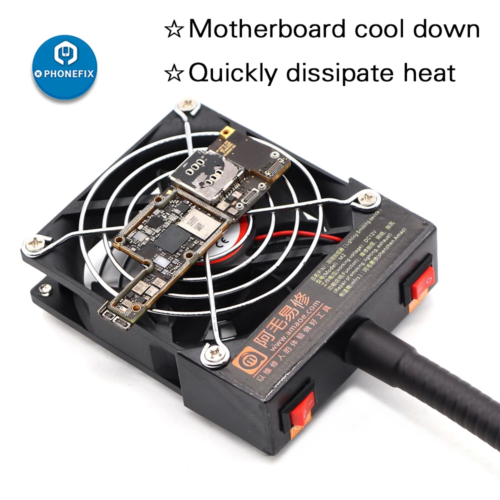 PHONEFIX Exhaust Fan BGA Soldering Work Phone Iron Smoke Exhauster Welding Fume Extractor with LED Light | Инструменты