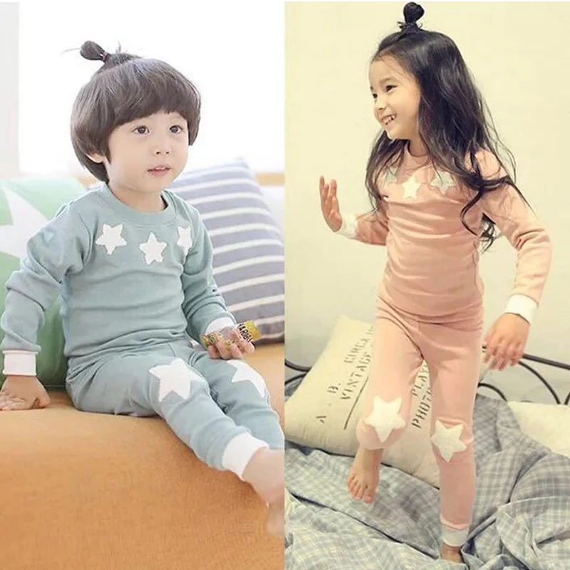 Детские пижамы одежда для сна из 100% хлопка мальчиков и девочек комплекты пижам с