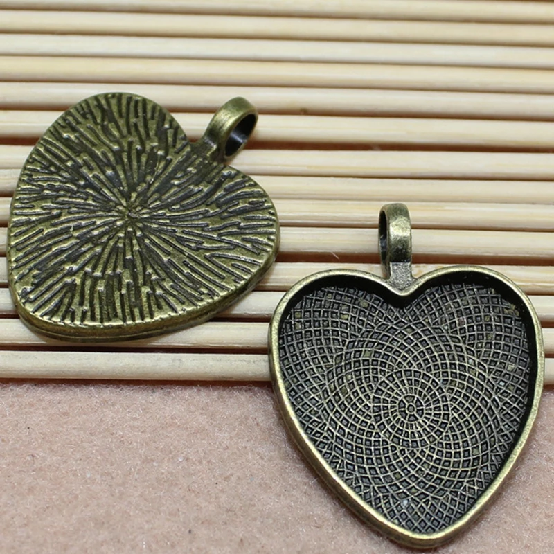 Основа кабошона 10 шт сердце 25 мм посеребренные цвета Классический Простой стиль