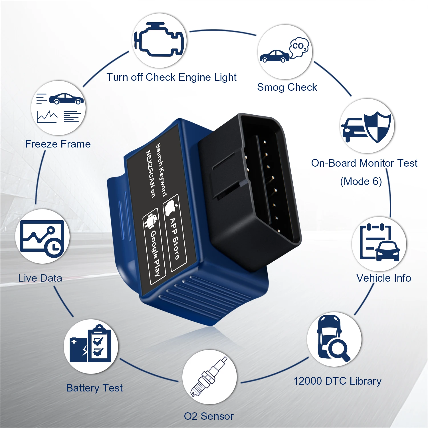 NexzScan OBD2 диагностический сканер Bluetooth считыватель кодов работает с iOS/Android