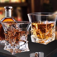 2pcs whiskey glasses vodka cup 300ml engraved diamond crystal spirits glass tumbler hotel restaurant water glasses barware