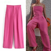 za women wide leg pant rose baggy oversize pants women high waist trousers suits summer 2021 streetwear straight woman pants