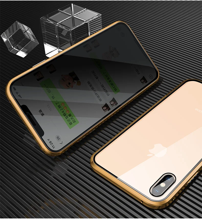 Антибликовый Магнитный чехол для iPhone 11 Pro XS MAX XR двухсторонняя, для стекла металлический бампер для iPhone 8 7 6 Plus