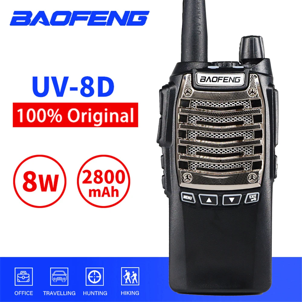 Портативная рация Baofeng 10 км 8 Вт 2800 мА/ч портативная без рук 128 каналов