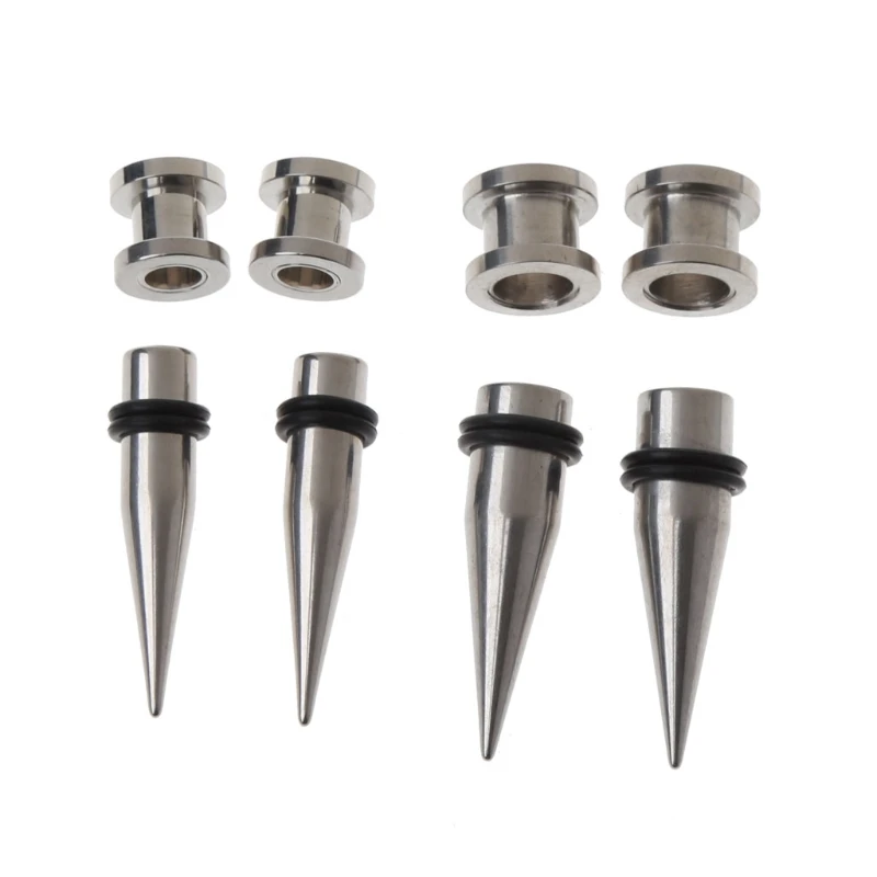 

7mm and 9mm 316L Steel Tapers and Tunnels Ear Studs Stretching Kit Body Jewelry 45BC