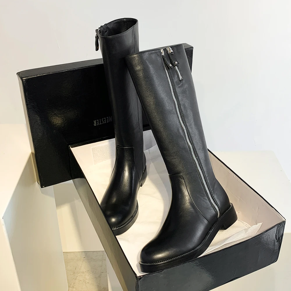 Женские высокие сапоги на молнии из натуральной кожи до колена размеры 34 43|Сапоги