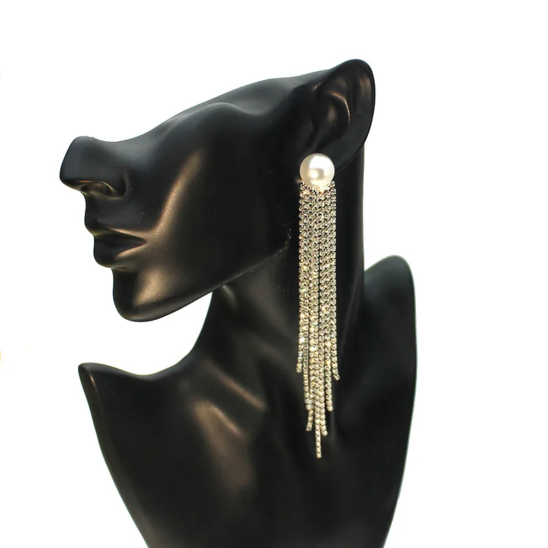 

women's long earrings with rhinestone hanging big statement Earrings 2020 trendy luxury crystal dangle earing fashion Jewelry