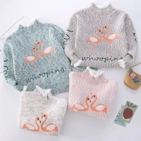girls sweater wool coat thicken velvet 2022 cartoon warm winter autumn knitting cotton pullover childrens clothing