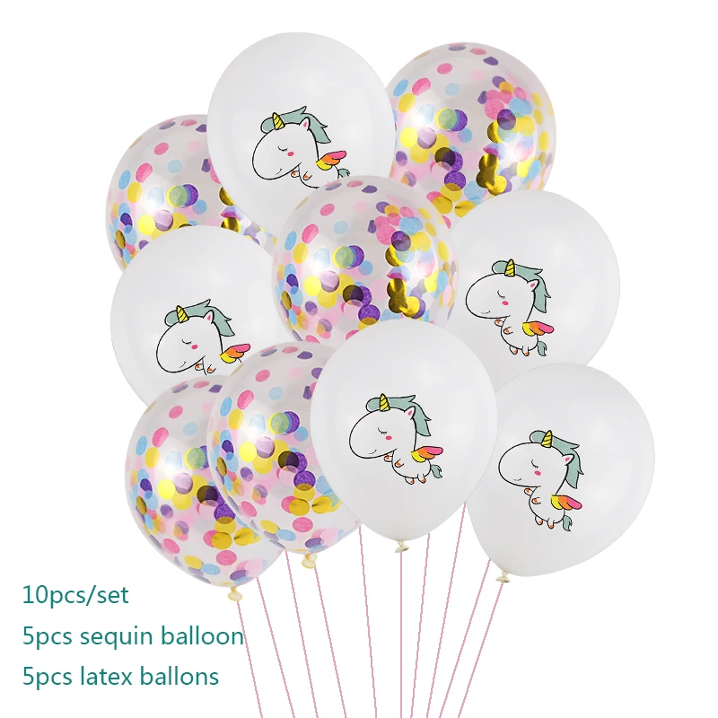 10pcs ballon mix 123 вечерние воздушные шары в виде единорога, 10 шт., розовые латексные воздушные шары в виде единорога, вечерние украшения в виде единорога, украшения для дня рождения, Детские сувениры - Цвет: 10pcs ballon mix
