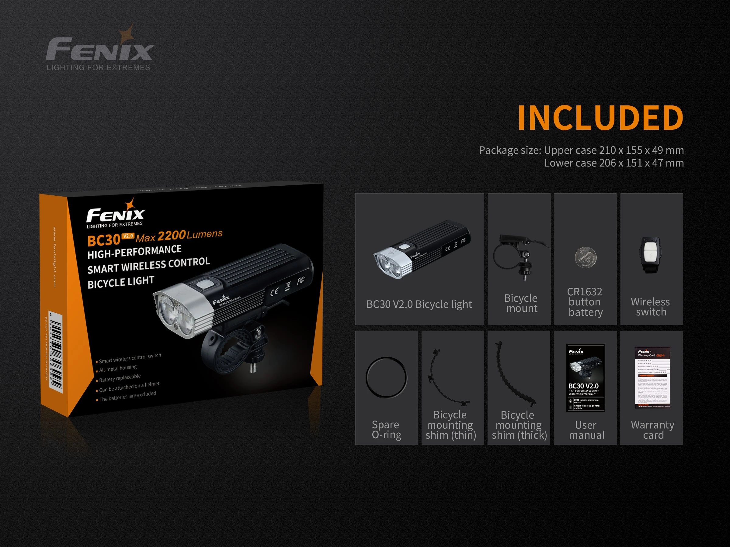 Fenix BC30 V2.0 Intelligent High Output Dual Distance Beam System 2200 lumens Smart wireless control switch Bicycle light | Лампы и