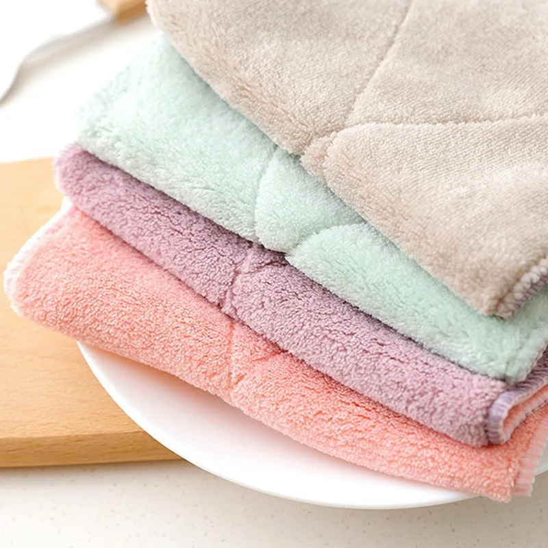 

8PCS Microfiber Kitchen Towel Absorbent Dish Cloth Non-stick Oil Washing Kitchen Rag Household Tableware Cleaning Wiping Tools