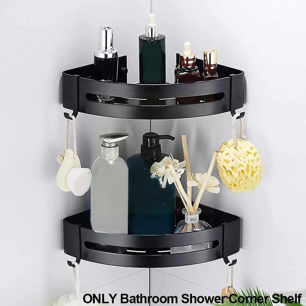 

Bathroom Shelf Towel Shower Storage Rack Black Shampoo Drill Holder Aluminum Shelves Wall No Organizer Mounted Cor G7r6