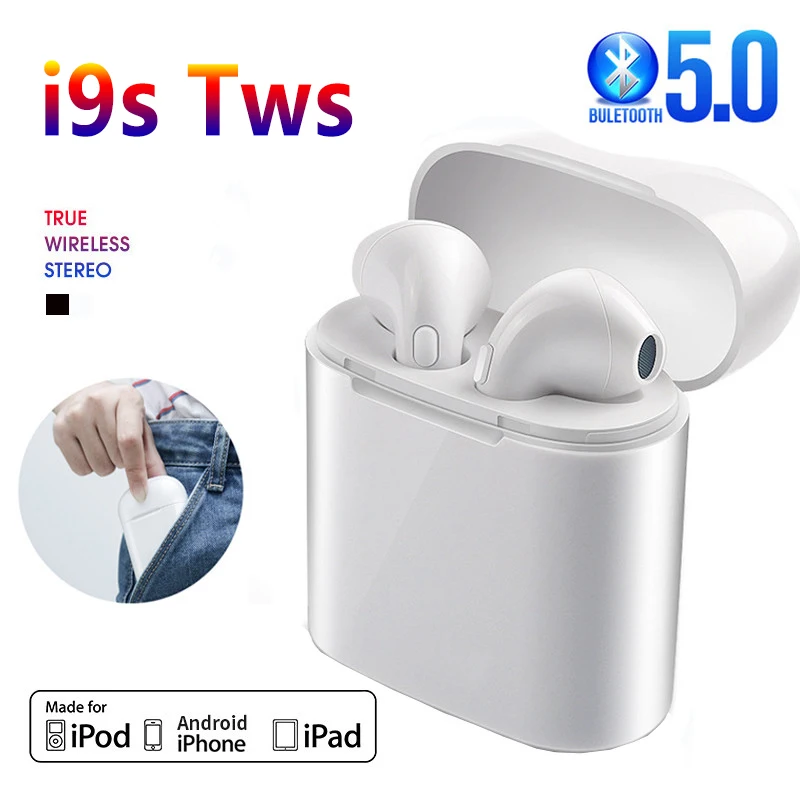 

I9s Headphone Wireless Bluetooth 5.0 Earphone Sports Earbuds Stereo Sound Headset for Iphone Android Mobile Phone