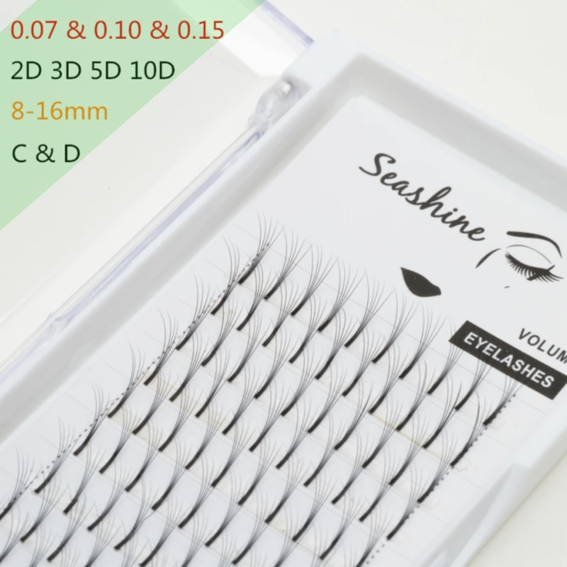 

Seashine Long Stem 2D 3D 4D 5D 6D Premade Russian Volume Fans Eyelashes C D curl Lash Pre made Mink Eyelash Extensions Supplies