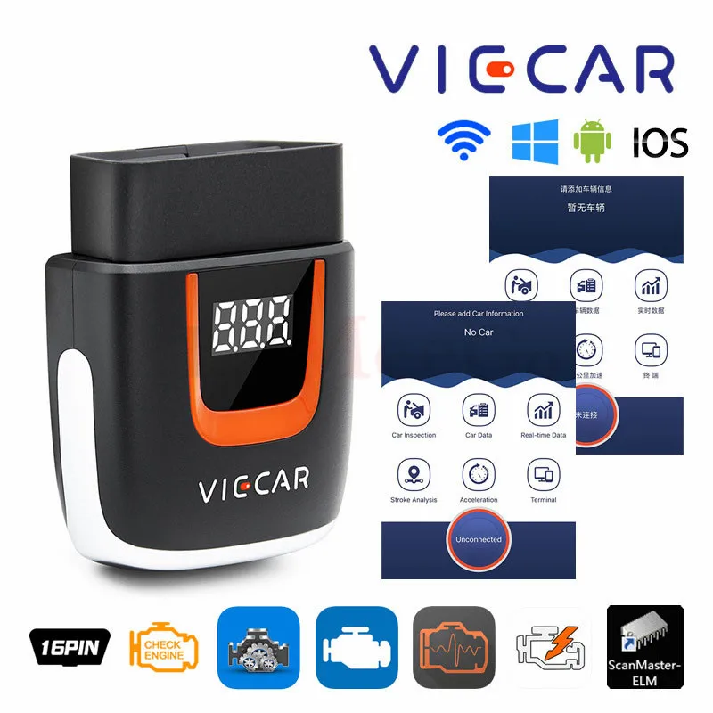 Viecar ELM327 V2.2 OBD2 считыватель кодов Bluetooth 4 0 WIFI USB Type-c для Android/IOS сканер ELM 327 OBD 2