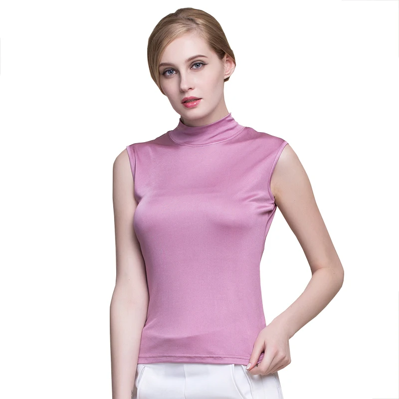 

Women 100%Silk Sleeveless Top Turtleneck SO0035
