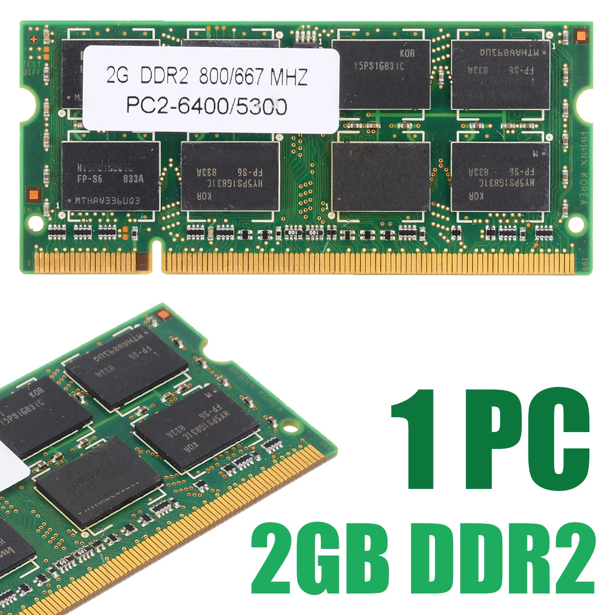 For Dell HP Acer ASUS 1pc Laptop Memory 2GB DDR2 PC2 6400/5300 800/667 MHZ Notebook RAM 200pin Non-ECC Memory Pohiks