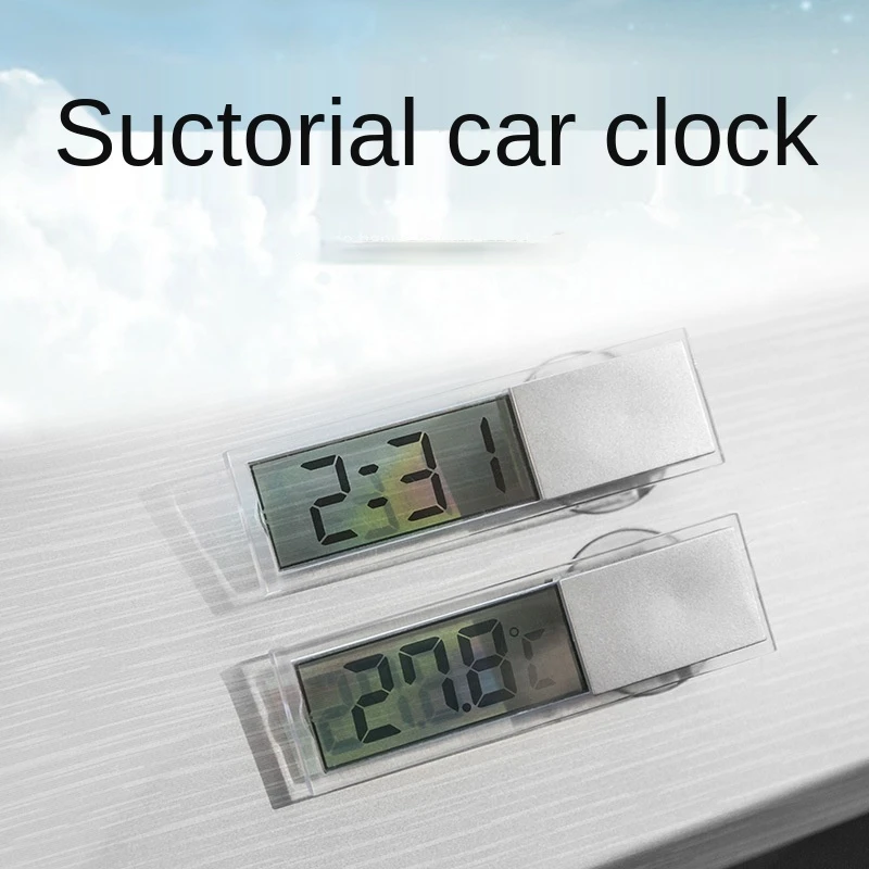 

Car thermometer, decorative glass suction cup, car electronic watch, multi-function car dashboard, transparent LCD clock display
