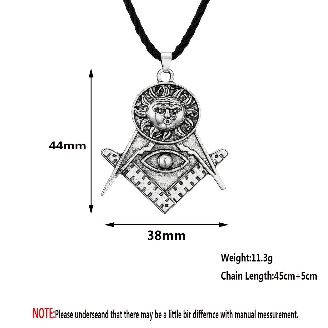 

QIMING Masonic Sun Women Men Necklace Knights Templar Solar System Symbol Pendant Freemasonry Evil Eyes Necklace Gift