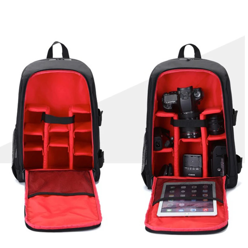 Waterproof Digital DSLR Photo Padded Backpack with Rain Cover Bag Case for iPad Canon Sony Fuji Nikon Olympus Panasonic(Red) |