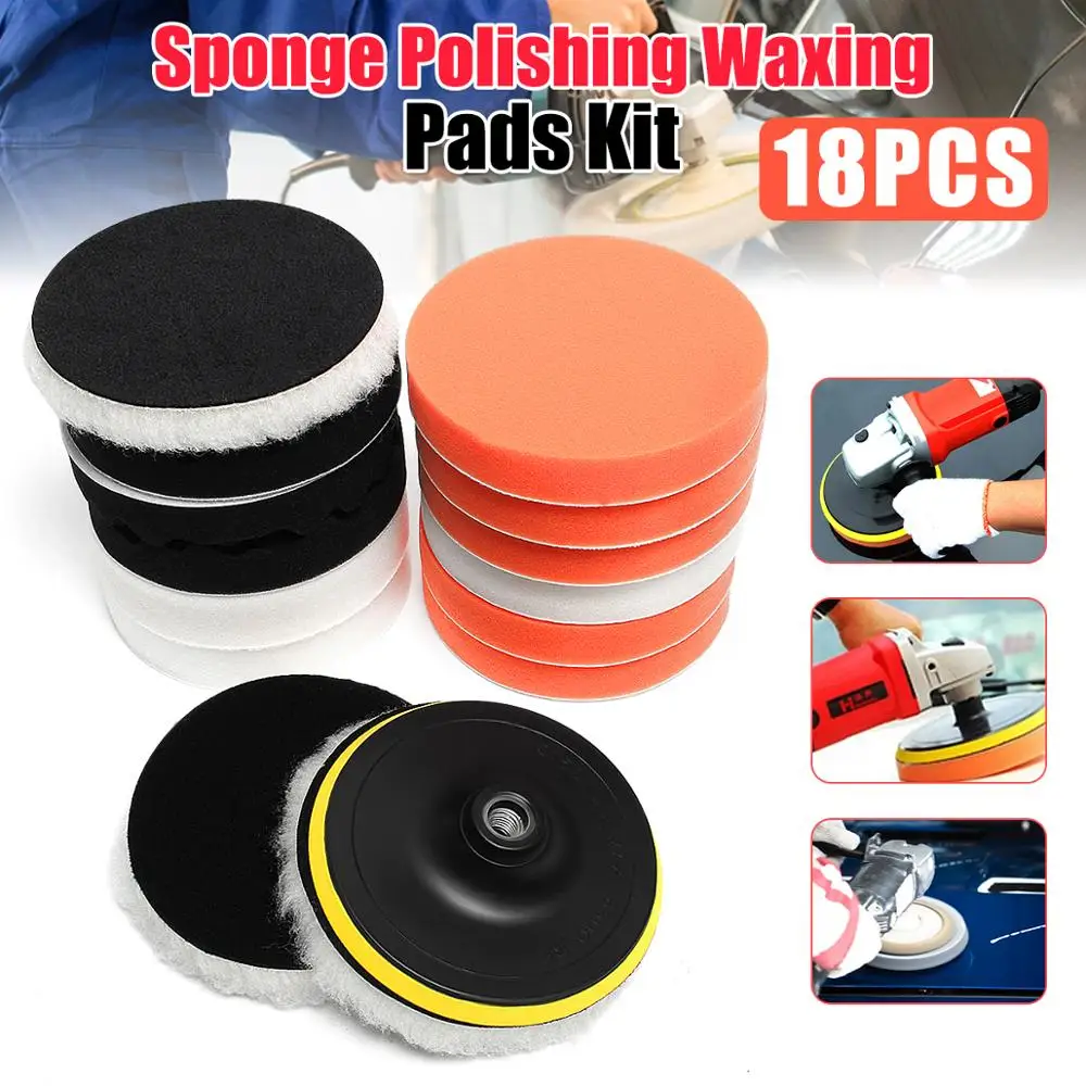 

18pcs Car Polishing Foam M14 Thread Wool Buffing Pad Kits With Backing Pad Car Removes Scratches For Auto Car Polishing Buffer