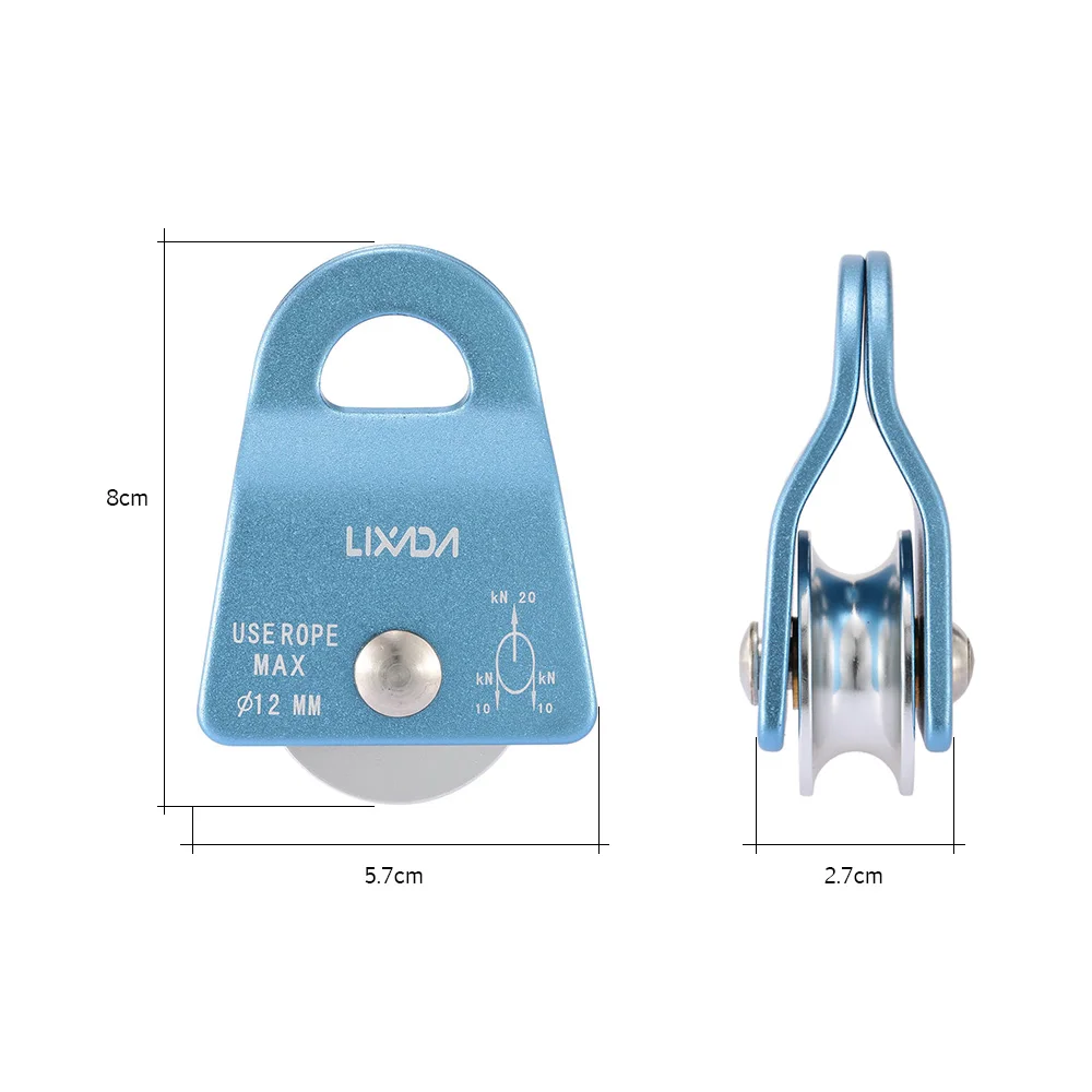 Lixada 20KN небольшой передвижной одиночный шкив для скалолазания альпинизма тяговое