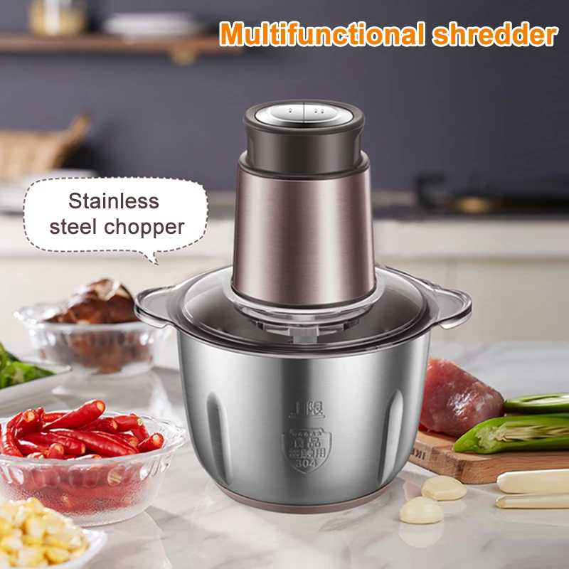 

Multifunctional Stainless Steel Electric Mincer for Kitchen 300w with Double Layer Blades 2L Large Capacity Household Stock