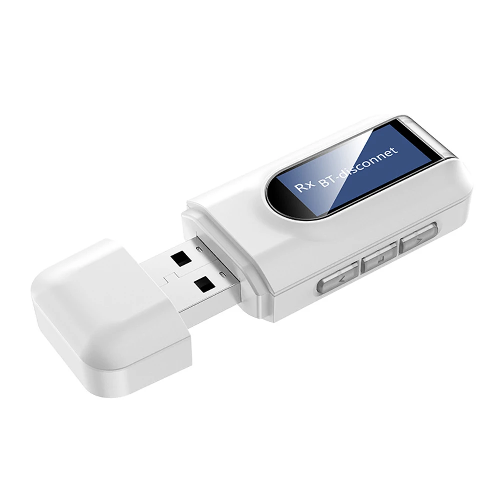 

USB 5.0 Receiver Transmitter Audio Adapter For Car PC TV Headphone HiFi Dongle LCD Display 3.5MM AUX Wireless Adapter