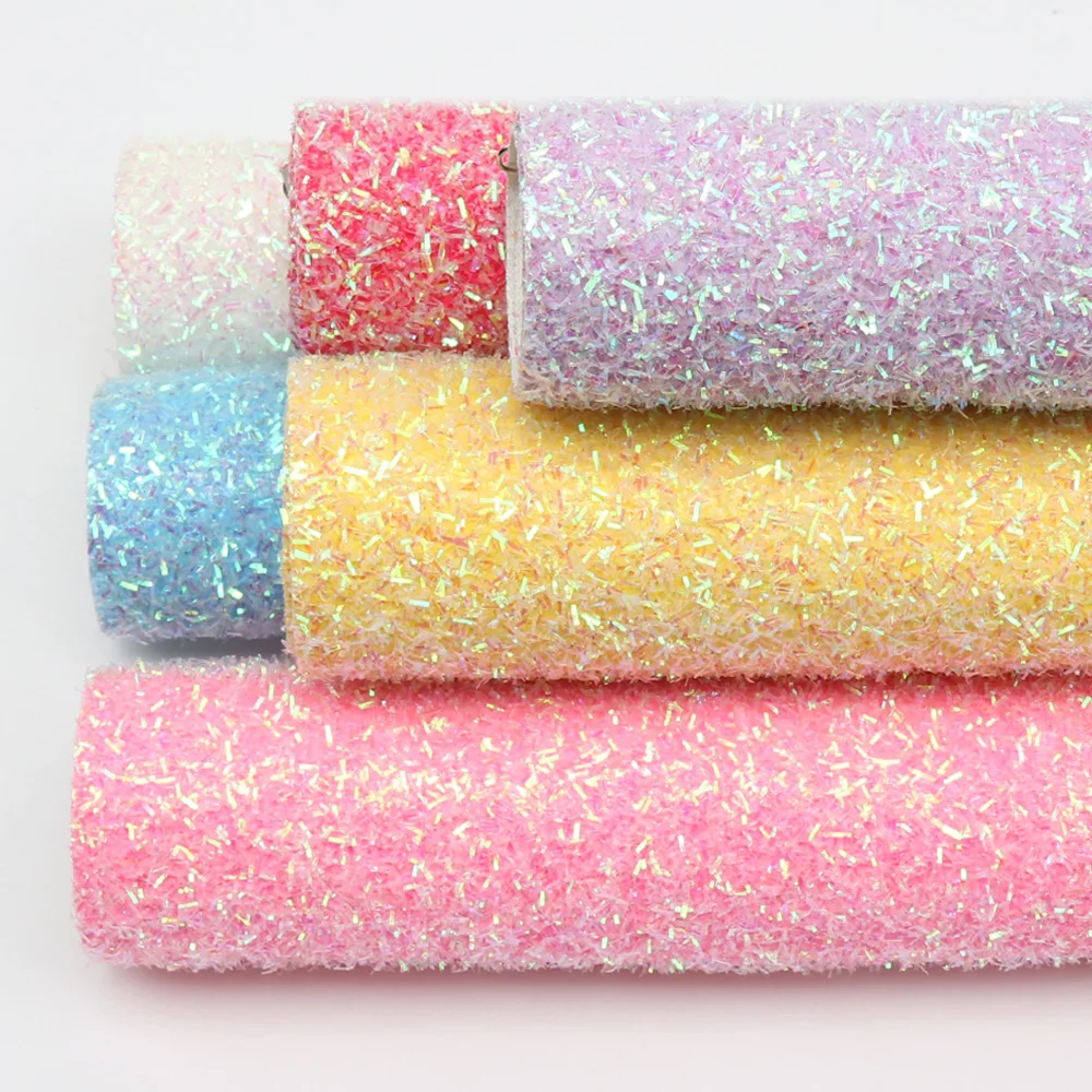 

22*30CM Chunky Glitter Leather Sweet Wire Faux Leather Sheets For DIY Gifts Bows Making Patchwork Crafts Decorative Materials