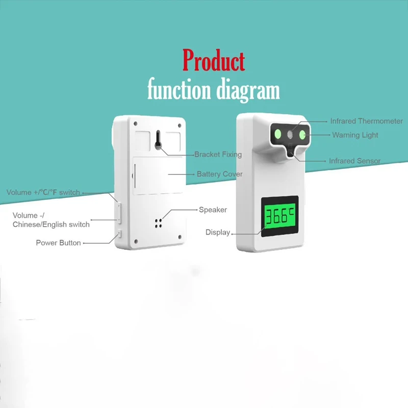 

Wall Mount Smart Sensor Automatic Body Temperature Detector Infrared Forehead Thermometer High Temperature Alarm