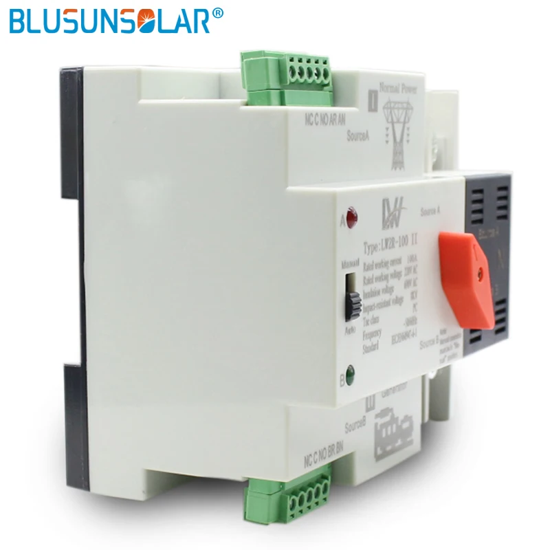 Din Rail 2P 100A 220V AC ATS Dual Power Automatic Transfer Switch Electrical Uninterrupted Blusunslar Mini | Обустройство дома