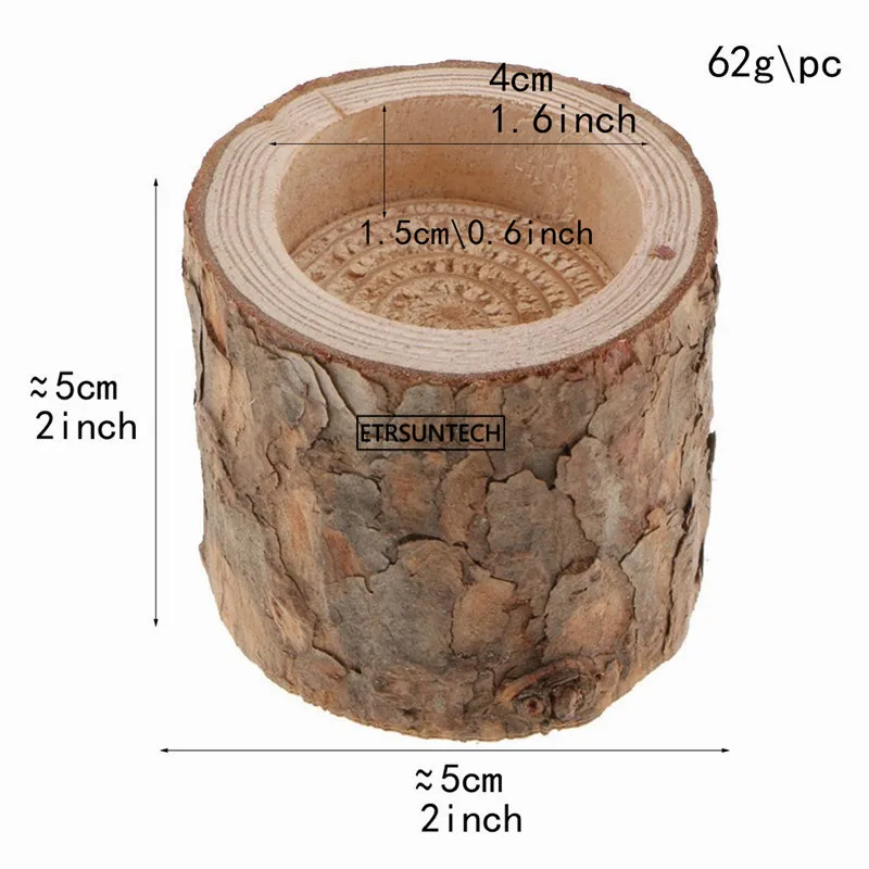 

100pcs Tree Bark Plant Pot Candle Holders Handmade Wooden Candlestick Pillar Design Candelabra Ornaments Wedding Decoration