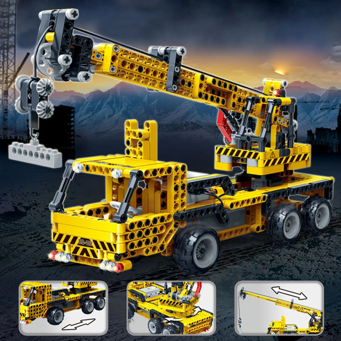

712Pcs Infrared Remote Control Crane Building Block Construction Model Toy Set Block Assembly Toys Kids Gifts