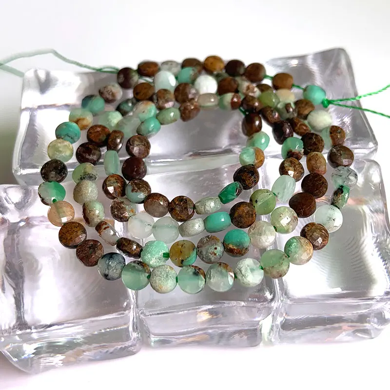 Бусины из натурального зеленого опала 4 мм 15 дюймов граненая монета свободные