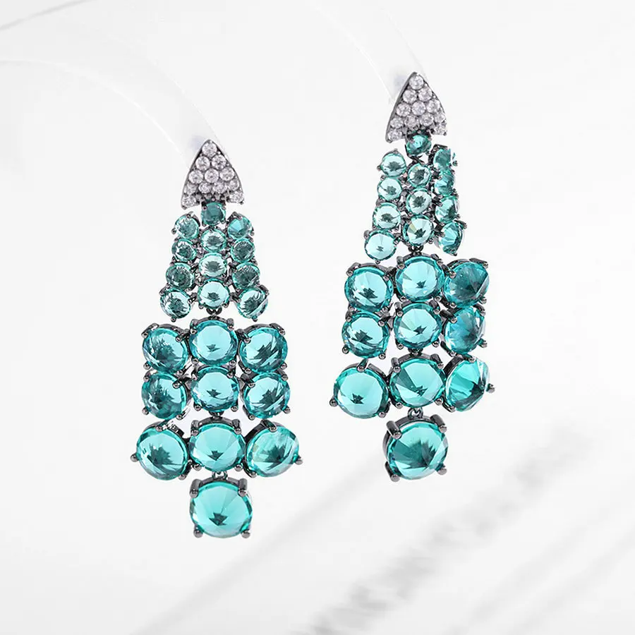 Серьги-подвески женские Полностью украшенные фианитами 1 пара - купить по