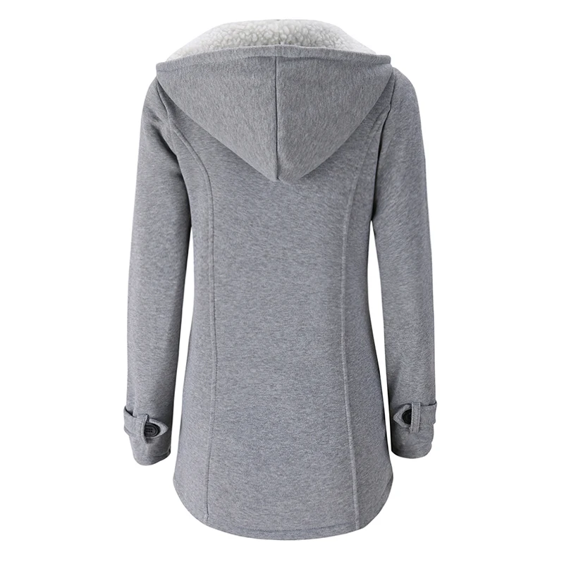 ANSELF Parka пальто женское с капюшоном Дафлкот куртка из искусственного меха Подкладка Пряжка молния спереди плюс размер теплая зимняя повседневная верхняя одежда