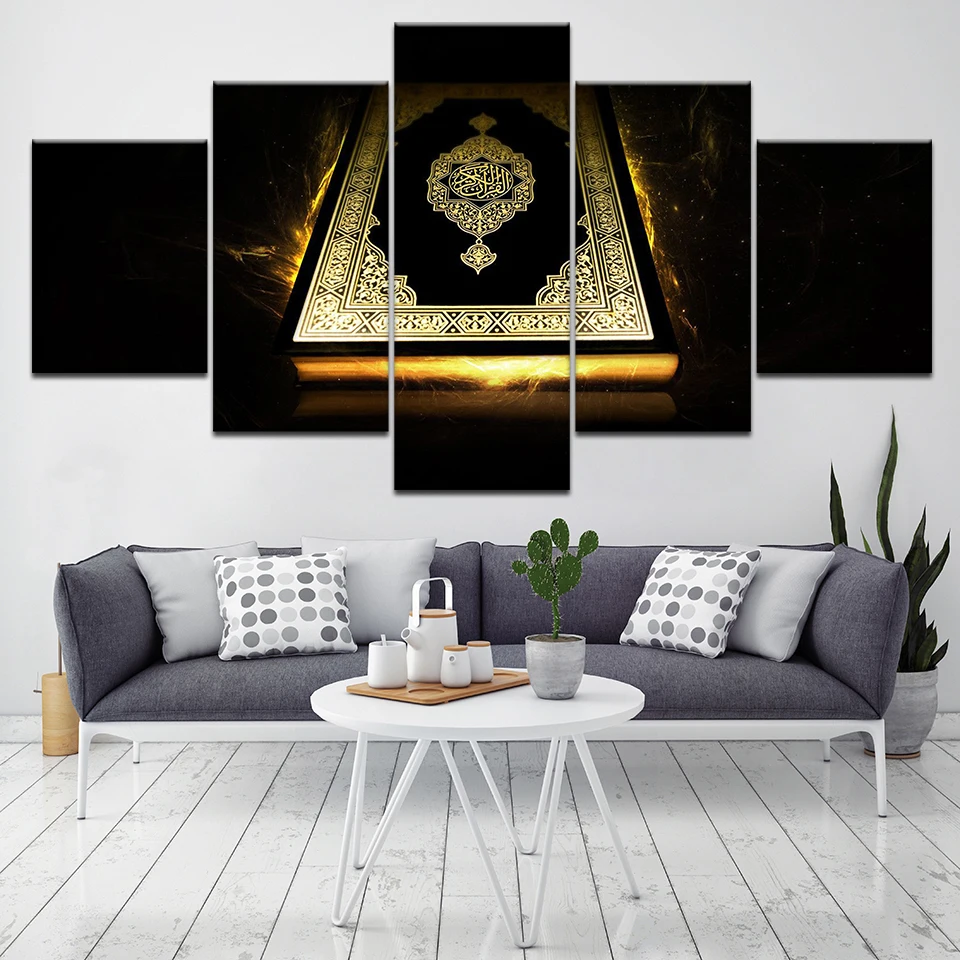 

No Framed Islamic Ancient Bible 5 Pcs Canvas Picture Print Wall Art Canvas Painting Wall Decor for Living Room