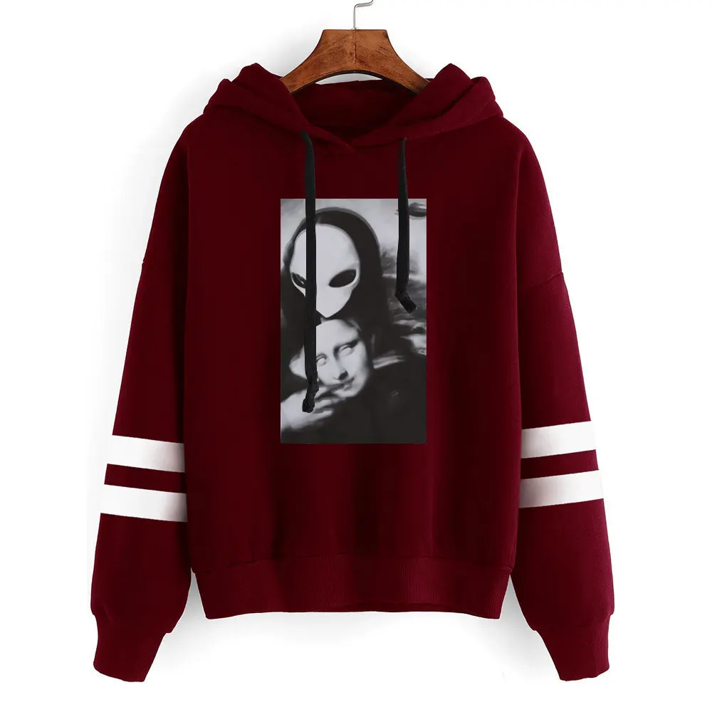 

Mona Lisa Becomes Extraterrestrial Pain Face Funny Printed Autumn Winter Sweatshirt 90s Warm Harajuku Hoodie Women