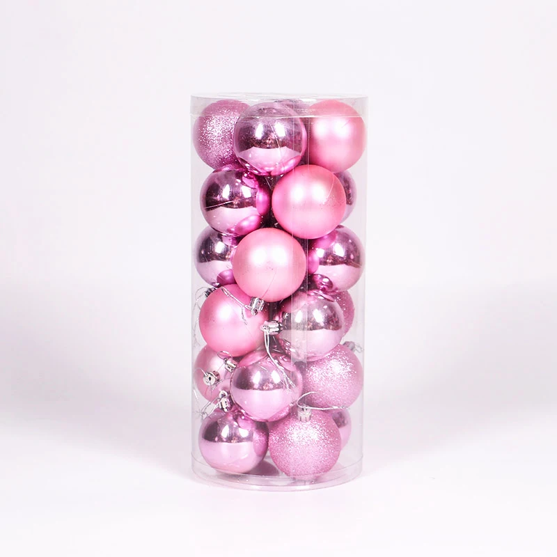 pink 24 шт./компл. 4 см Пластик декоративные рождественские шары для DIY Рождество вечерние свадебные шары с орнаментом для домашнего декора Рождества - Цвет: pink
