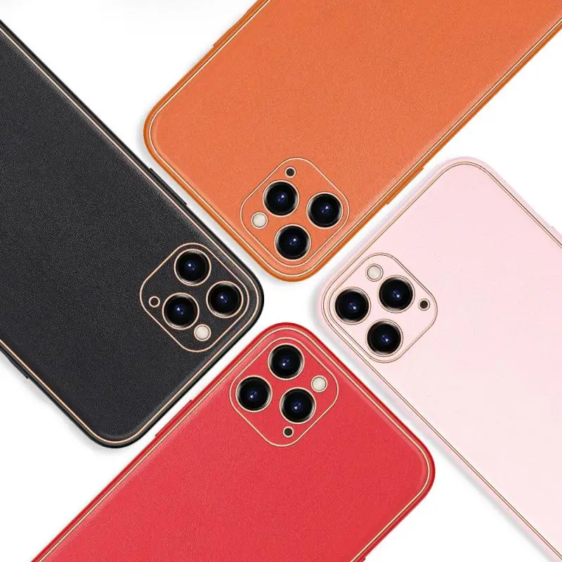 

Luxury Gold Plated Electroplated Case For iPhone 12 Mini iPhone 12 Pro Max iPhone 12 Pro PU+TPU Camera Lens Protection Cover