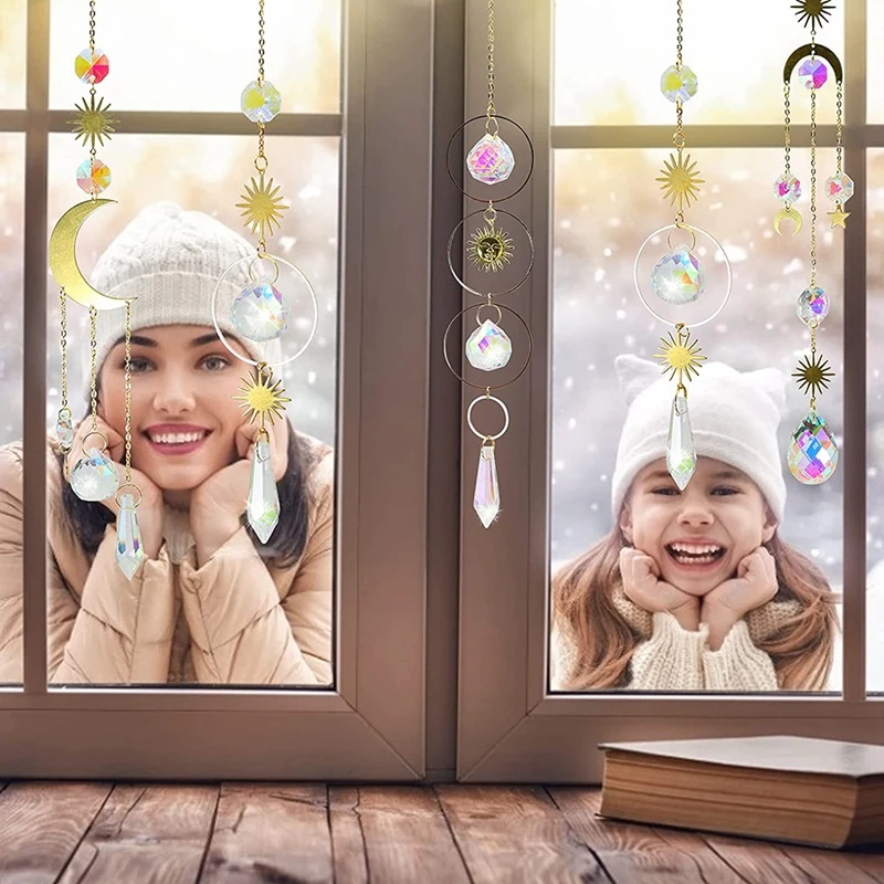 6Pieces Colorful Crystals Suncatcher Hanging Sun Catcher With Chain Pendant Ornament Crystal Balls For Window Garden | Дом и сад