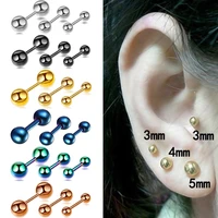 1pair medical titanium steel stud earring small ball screws earrings ear bone nail lip piercing body jewelry 1 2mm6mm
