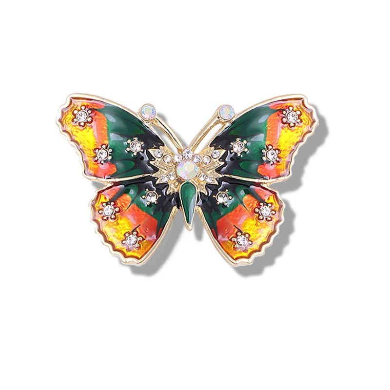 

Luxur Female Enamel Butterfly Brooch Boho Gold Color Jewelry Brooches For Women Charm Rainbow Zircon Pin Dress Coat Accessories